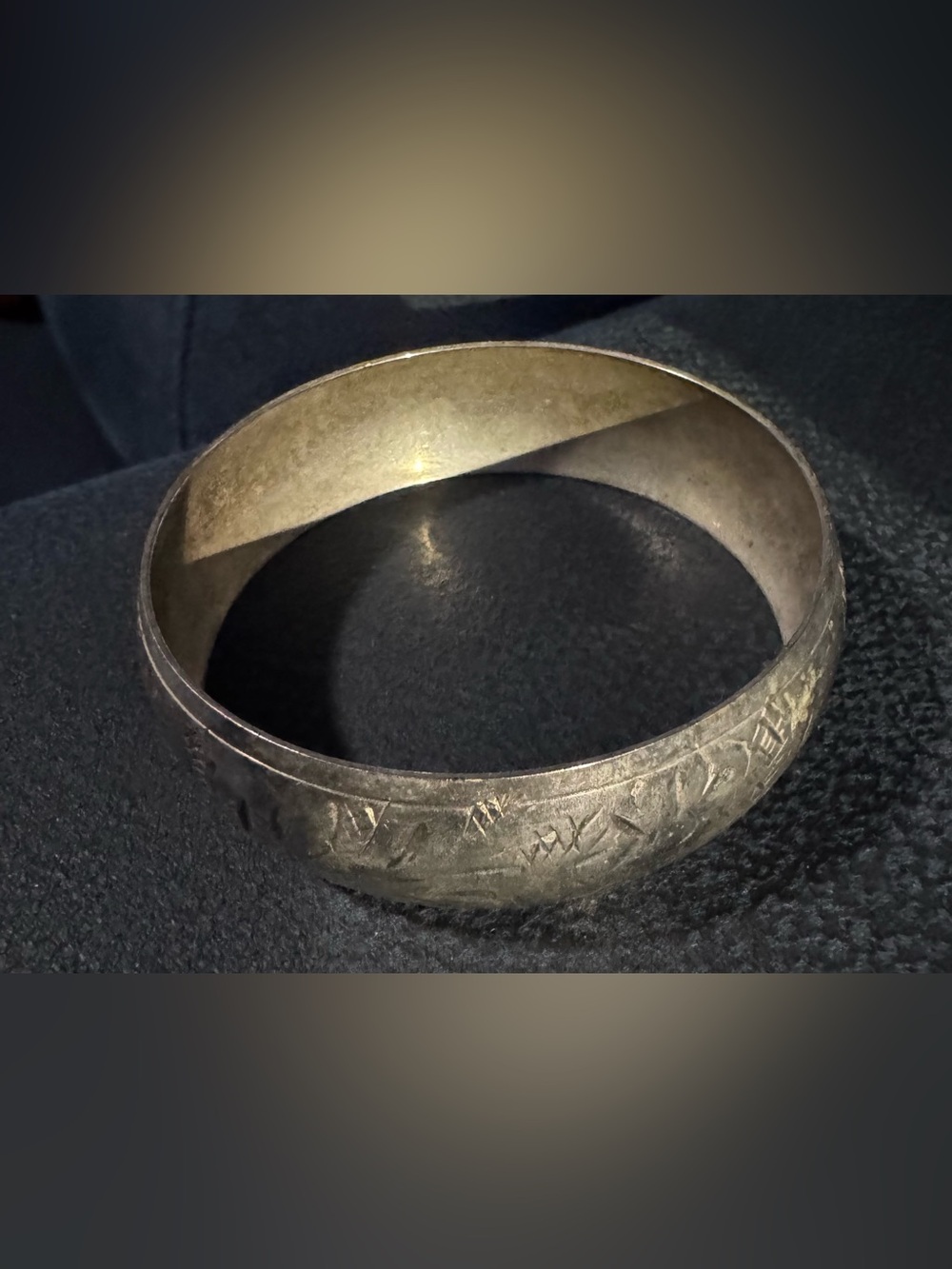 Etched Silver-Tone Bangle Bracelet